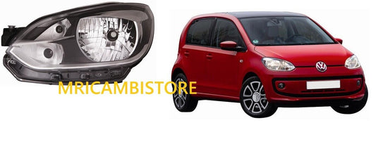 1S1941015J FARO  SX Volkswagen UP dal 2012_01-2016_07 PARABOLA NERA - BORDO CROMATO