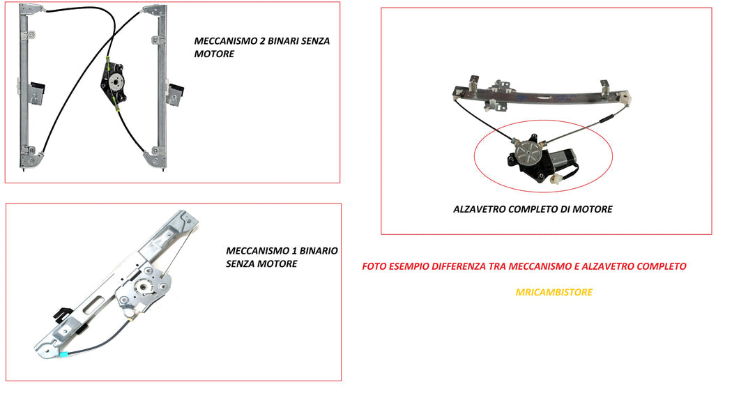 1100184  ALZAVETRO ELETTRICO ANT. DX Ford FIESTA - COURIER